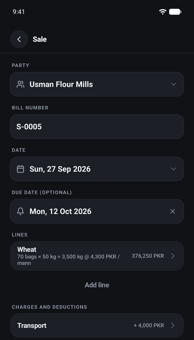 Minibooks Business: Bills that move stock
