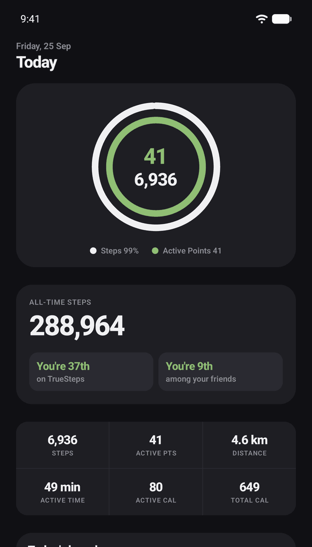 TrueSteps Social: Your rings and your rank
