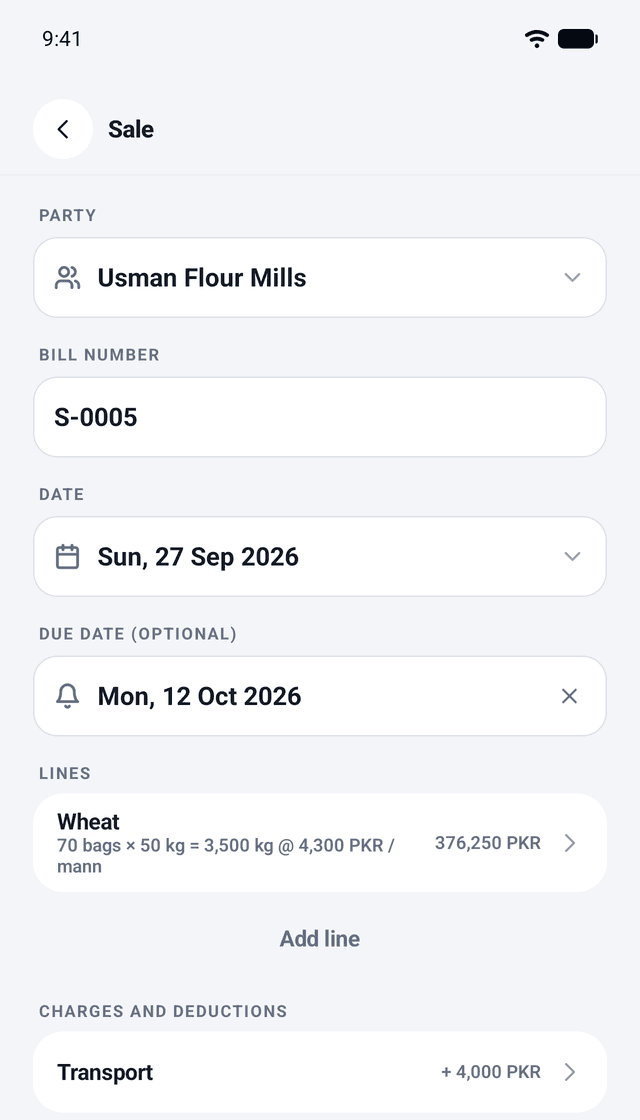 Minibooks Business: Bills that move stock