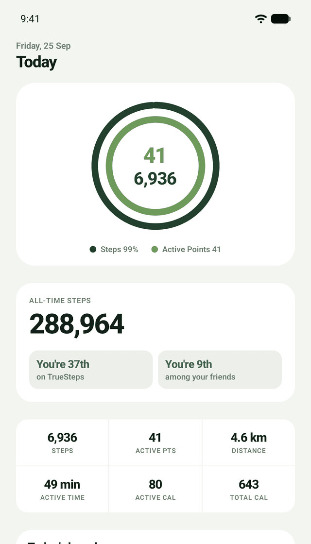 TrueSteps Social: Your rings and your rank